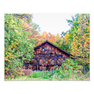 Alter Stall im Herbst Fotodruck