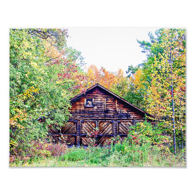 Alter Stall im Herbst Fotodruck (Vorne)