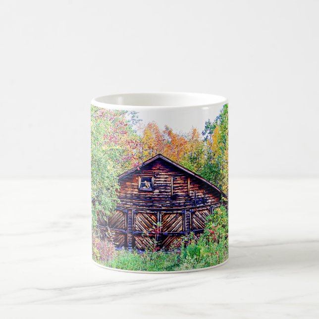 Alter Stall im Herbst Kaffeetasse (Mittel)