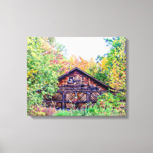 Alter Stall im Herbst Leinwanddruck