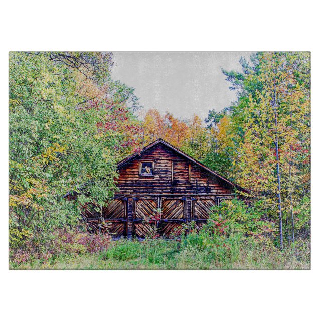 Alter Stall im Herbst Schneidebrett (Vorderseite)