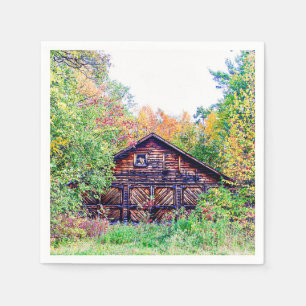 Alter Stall im Herbst Serviette
