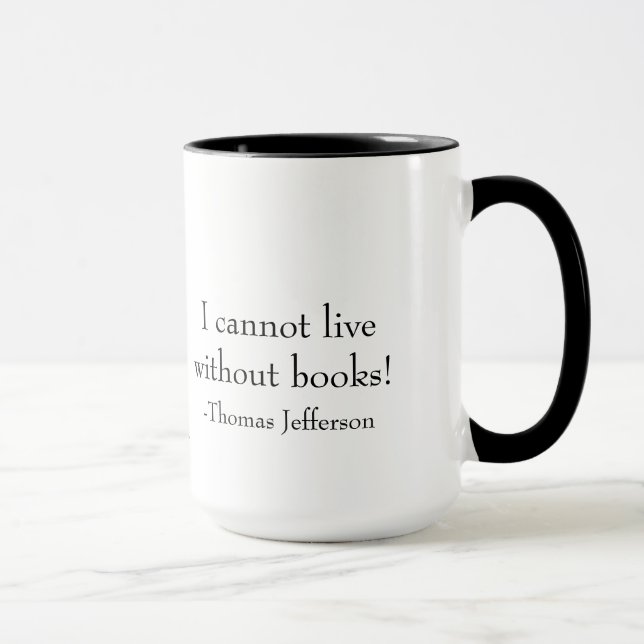 Alter Stapel von Buch-mit Jefferson-Zitat Tasse (Rechts)