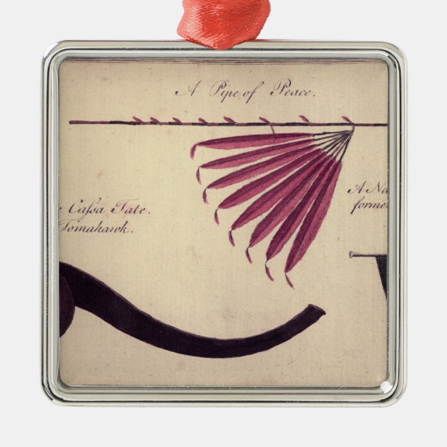 Alter Tomahawk, Friedenspfeife und Dolch, c.1590 Ornament Aus Metall (Vorne)