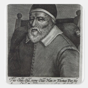 Alter TomParr, 1635 Quadratischer Aufkleber