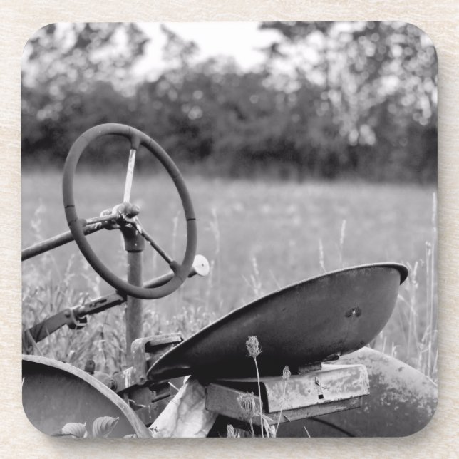 Alter Traktor für Langgras Getränkeuntersetzer (Vorderseite)