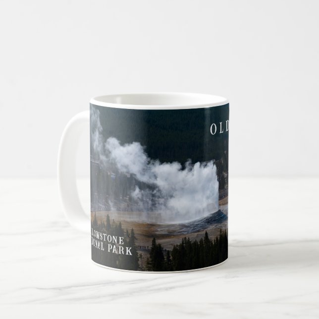 Alter treuer Geyser Eruption Yellowstone Kaffeetasse (Vorderseite Links)