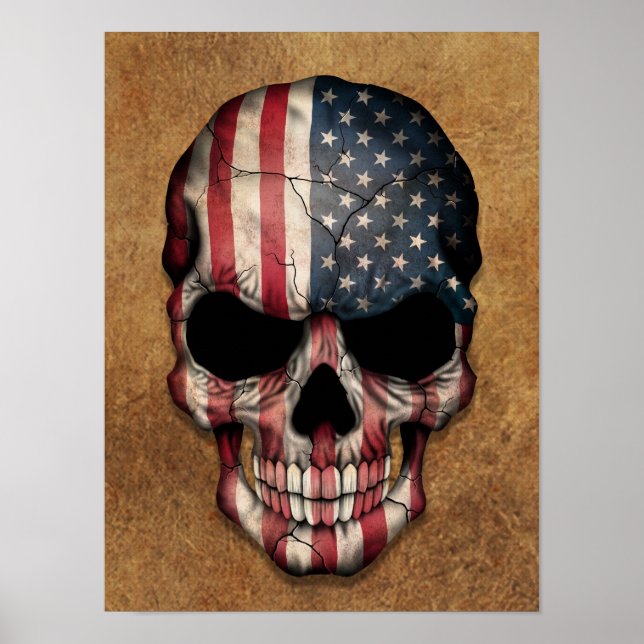 Alter und abgenutzter amerikanischer Flaggenschäde Poster (Vorne)