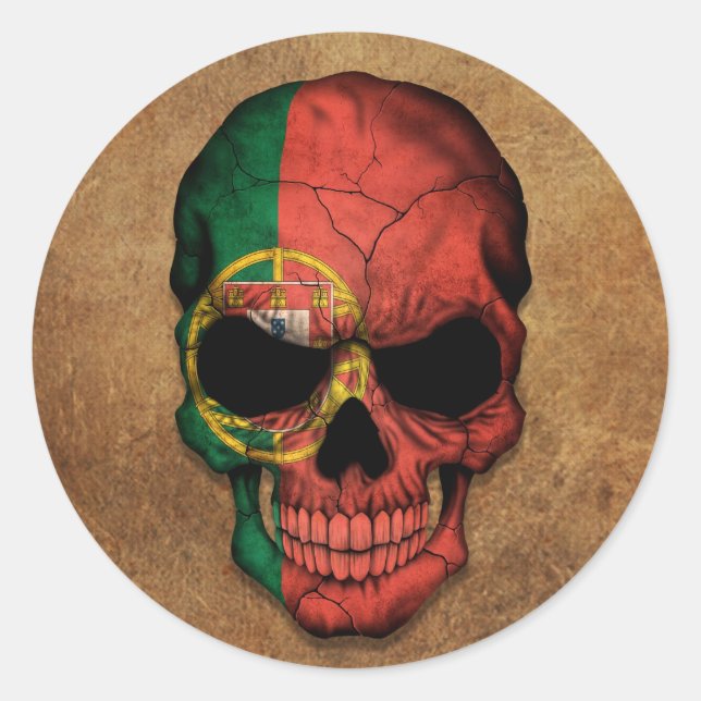 Alter und abgenutzter portugiesischer Flaggenschäd Runder Aufkleber (Vorderseite)