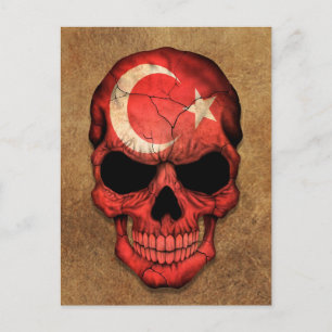 Alter und abgenutzter türkischer Flaggenschädel Postkarte