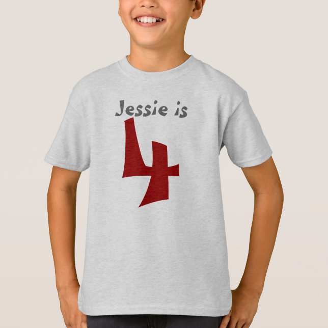 Alter und Name individuell anpassbares 4. Geburtst T-Shirt (Vorderseite)