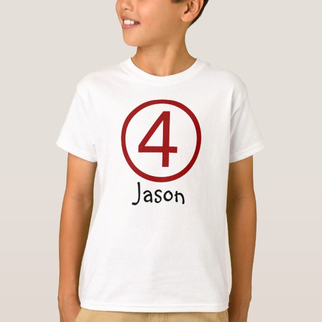 Alter und Name individuell anpassbares 4. Geburtst T-Shirt (Vorderseite)
