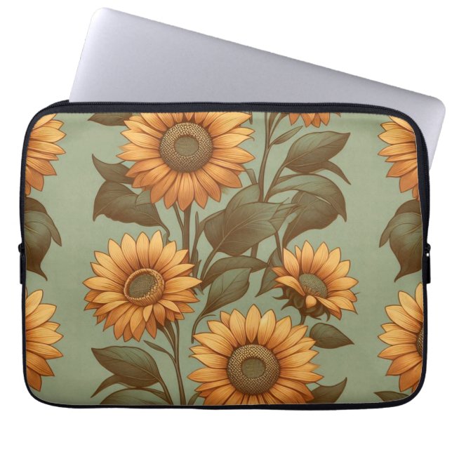 Alter und Sonnenblumen II Laptopschutzhülle (Vorderseite)