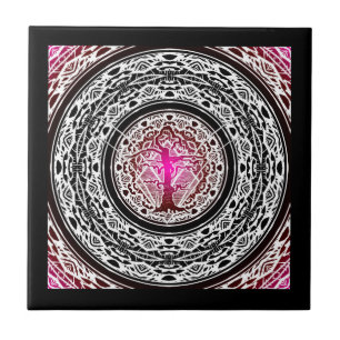 Alter verwelkter rosa Burst Abstrakter Baum Fliese