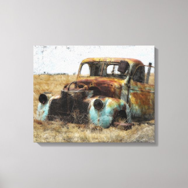 Alter Vintager LKW Leinwanddruck (Vorderseite)