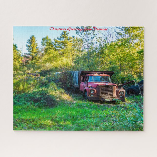 Alter Vintager Lkw Vermont.Weihnachten Grüße (Horizontal)