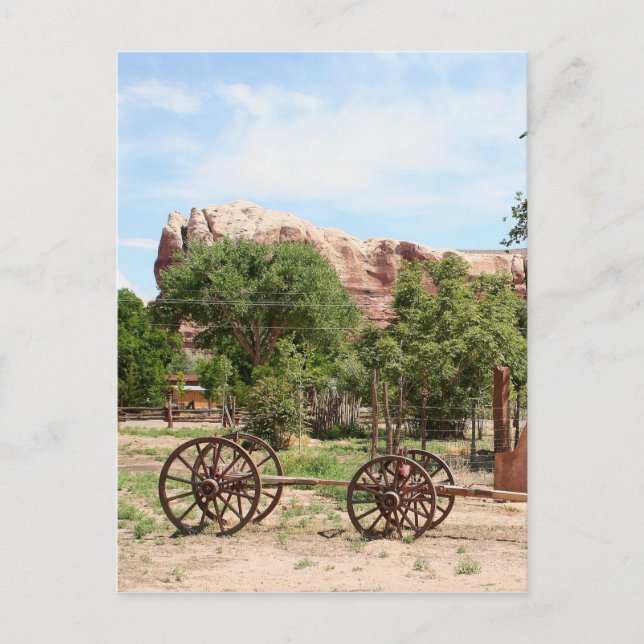 Alter Wagen, Pionierdorf, Utah 2 Postkarte (Vorderseite)
