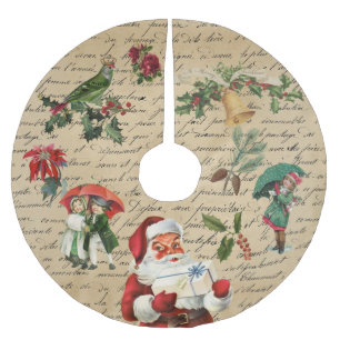 Alter Weihnachtsmann Dekoupage Viktorianisch Polyester Weihnachtsbaumdecke