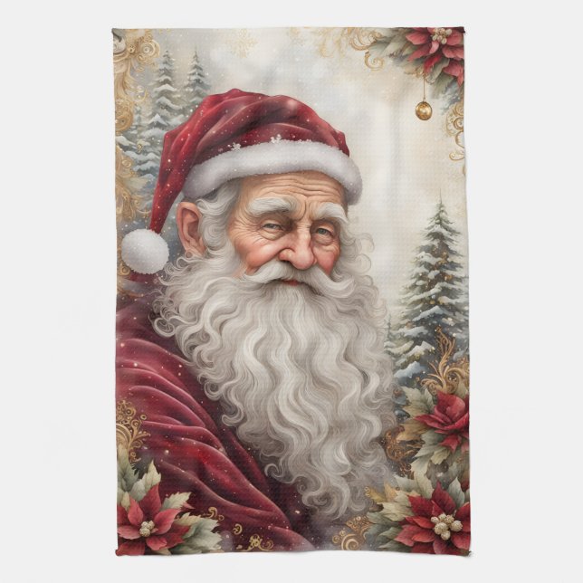 Alter Weihnachtsmann Geschirrtuch (Vertikal)