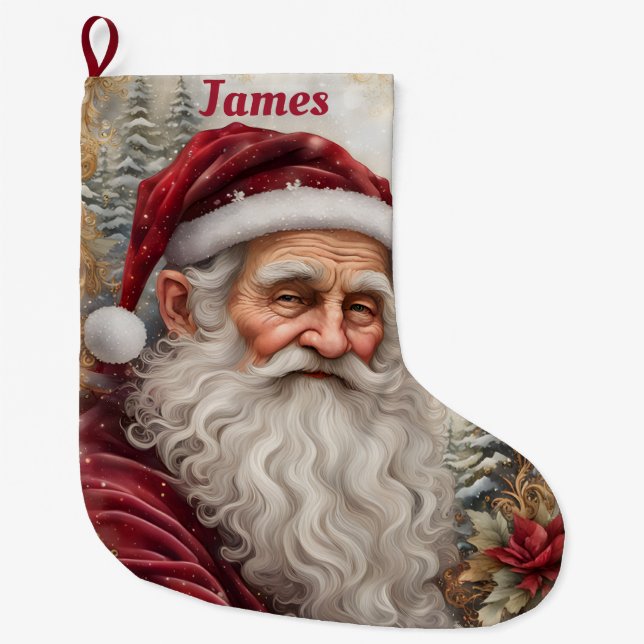 Alter Weihnachtsmann Großer Weihnachtsstrumpf (Vorderseite)