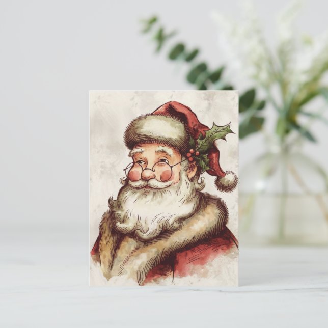 Alter Weihnachtsmann Postkarte (Stehend Vorderseite)