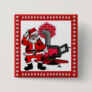 Alter Weihnachtsmann und Heizlochabdeckung eines K Button
