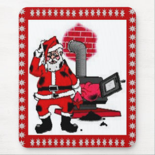Alter Weihnachtsmann und Heizplatte eines Kohleofe Mousepad