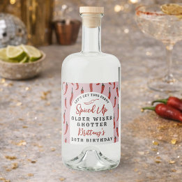 Älter Weiser Heißerer Roter Scharfer Chili Pepper Alkoholflaschenetikett