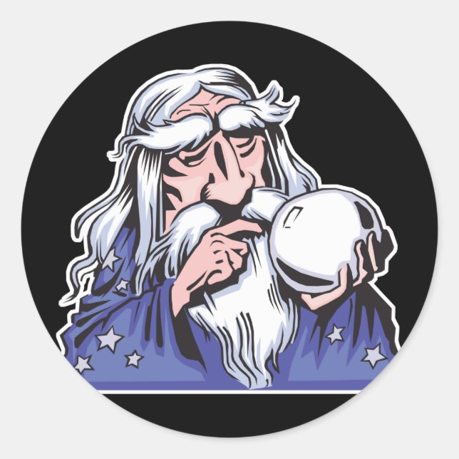 alter weißer Zauberer merlin Runder Aufkleber (Vorderseite)