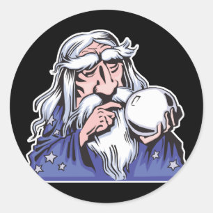 alter weißer Zauberer merlin Runder Aufkleber