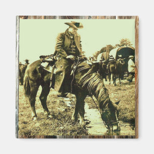 Alter Western-Cowboy auf dem Trail Magnet