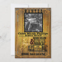 Alter Western Wollte Poster mit Foto Einladung