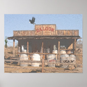 ALTER WESTsaal mit cilipart Holzkohleneffekt Poster