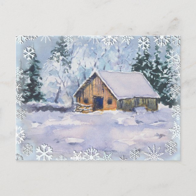 ALTER WINTER BARN VON SHARON SHARPE POSTKARTE (Vorderseite)