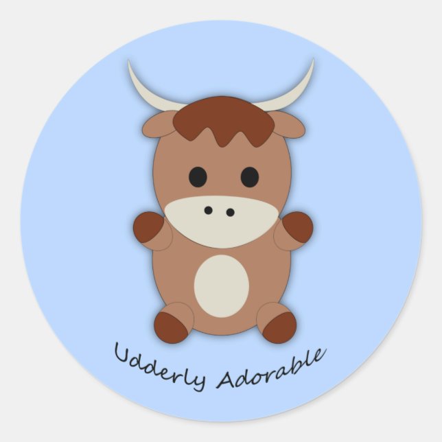 Ältere adorable Kuh Runder Aufkleber (Vorderseite)