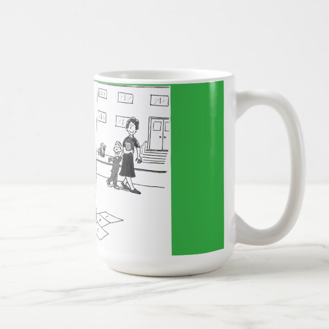 Ältere Frau überspringen Hopscotch Gam Kaffeetasse (Rechts)
