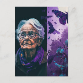 Ältere Frau und Schmetterlinge Postkarte