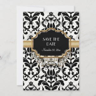 Ältere gestresste Damaske Golden Bling Look Hochze Save The Date