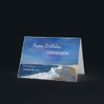 Ältere Grandson Birthday Religious God Made You Karte<br><div class="desc">Diese spirituelle Geburtstagskarte eines Teenagers oder älteren Enkels zeigt eine friedliche Ozeanwellenszene unter einem reichen blauen Himmel, mit der aufstrebenden Frontnachricht "Gott hat dich wunderbar einzigartig gemacht". Im Inneren feiert die Botschaft, wer er wird und wie Gottes Gegenwart durch ihn scheint. Diese Karte ist perfekt für eine familiäre Feier mit...</div>