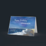 Ältere Grandson Birthday Religious God Made You Karte<br><div class="desc">Diese spirituelle Geburtstagskarte eines Teenagers oder älteren Enkels zeigt eine friedliche Ozeanwellenszene unter einem reichen blauen Himmel, mit der aufstrebenden Frontnachricht "Gott hat dich wunderbar einzigartig gemacht". Im Inneren feiert die Botschaft, wer er wird und wie Gottes Gegenwart durch ihn scheint. Diese Karte ist perfekt für eine familiäre Feier mit...</div>