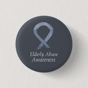 Ältere Missbrauch Bewusstsein Silver Ribbon Custom Button