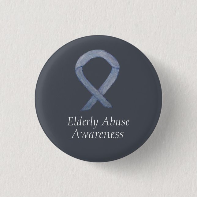 Ältere Missbrauch Bewusstsein Silver Ribbon Custom Button (Vorderseite)