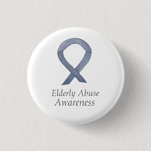 Ältere Missbrauch Bewusstsein Silver Ribbon Custom Button