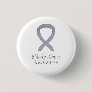 Ältere Missbrauch Bewusstsein Silver Ribbon Custom Button