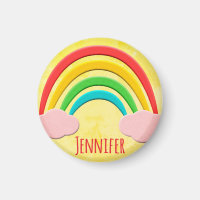 Ältere Papierschnitt Regenbogen und rosa Wolken