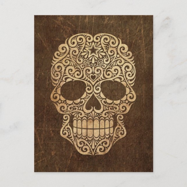 Ältere und kratzfeste Swirling Sugar Skull Postkarte (Vorderseite)