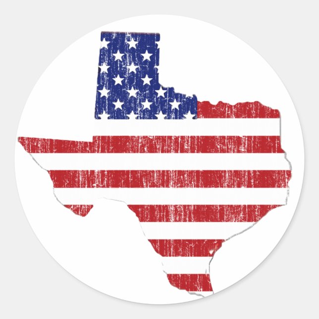 ALTERE US FLAG TEXAS RUNDER AUFKLEBER (Vorderseite)