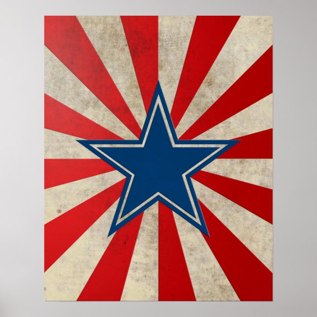 Ältere US Flagge - Rot, Weiß und Blau Poster (Vorne)