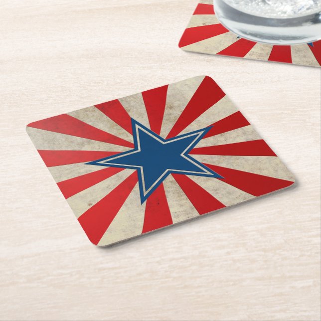 Ältere US Flagge - Rot, Weiß und Blau Rechteckiger Pappuntersetzer (angewinkelt)