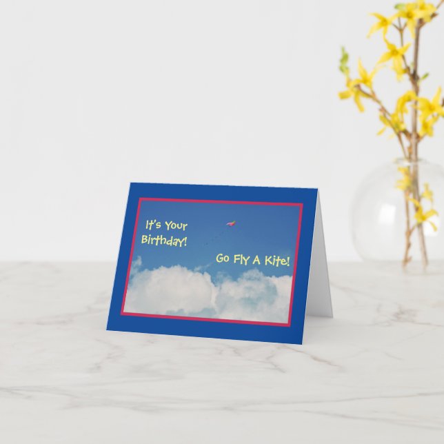 "ÄLTERER GEBURTSTAG SPASS, FLY A KITE" KARTE (Gelbe Blume)